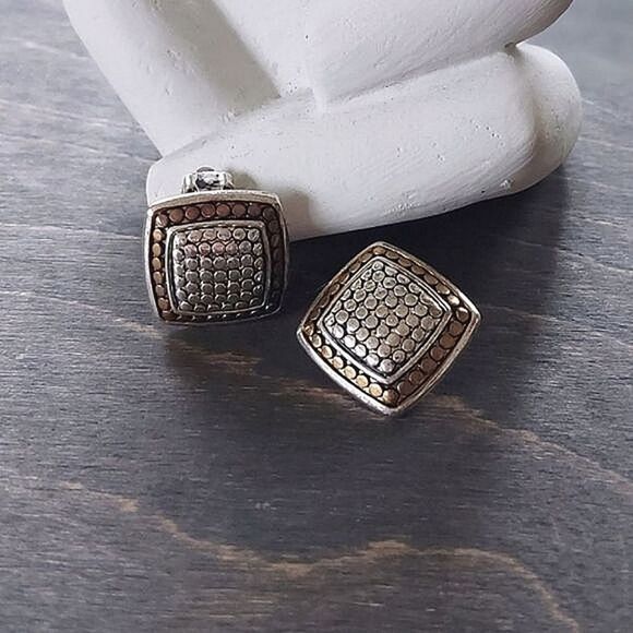 Vintage Jewelry - Vtg mixed metal clip-on statement studs